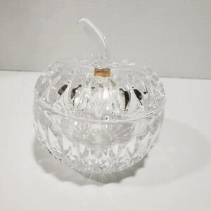 Crystal Pumkin Jam  Jar/Sugar Bowl,Diamond Cut Pattern.